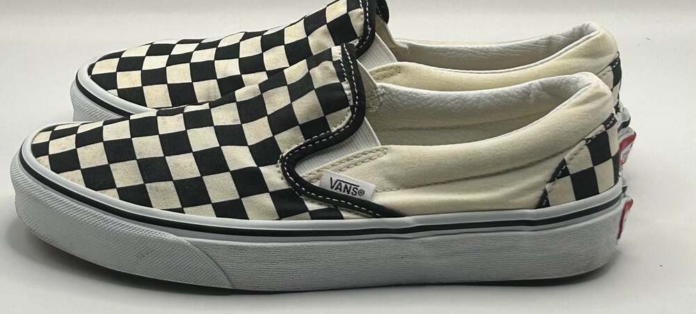 Vans Classic Slip-On Checkerboard Black/White Shoes Men's 5.5 Women's 7 - Picture 4 of 7